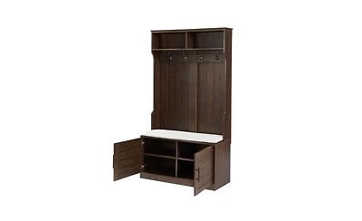 Slickblue Wood Coat Rack & Storage Shoe Cabinet – Includes Clothes Hooks, Sponge Pad, and Multiple Racks for Bedroom or Porch Wardrobe