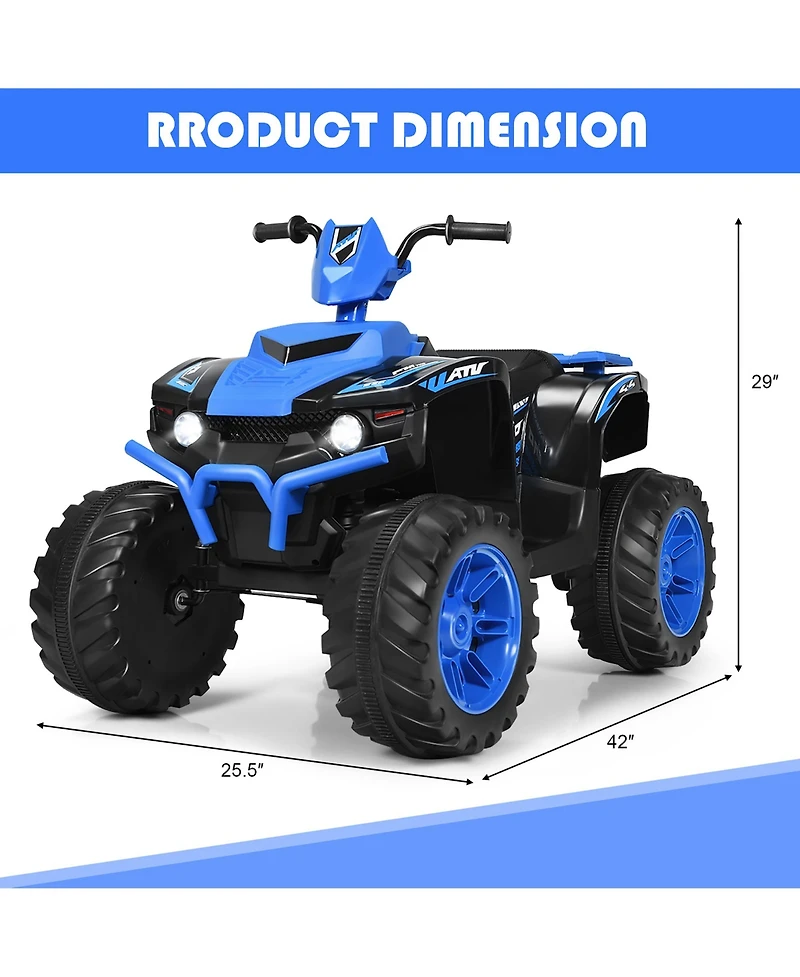 12V Kids 4-Wheeler Atv Quad Ride On Car w/ Led Lights Music Usb