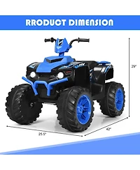 12V Kids 4-Wheeler Atv Quad Ride On Car w/ Led Lights Music Usb
