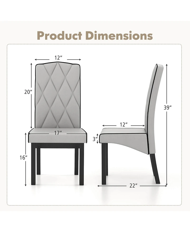 Gymax Modern Dining Chair Set of 4 w/ High Backrest High-density Sponge Cushion