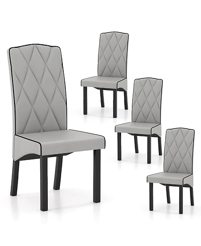 Gymax Modern Dining Chair Set of 4 w/ High Backrest High-density Sponge Cushion
