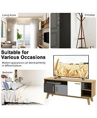 Sugift 65 Inch Tv Stand with 3 Storage Cabinets and 3 Open Shelves for Living Room