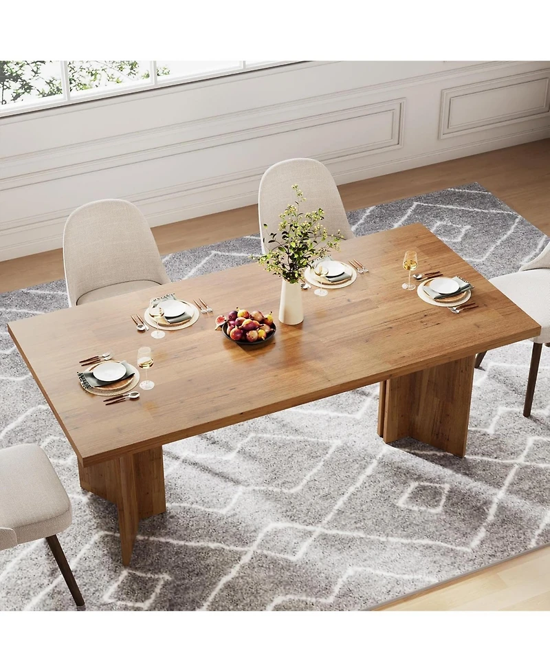 Tribesigns 63-inch Dining Table for 4-6, Farmhouse Kitchen Table with Large Tabletop, Rectangular Dinner Eating Table