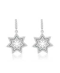 Suzy Levian Sterling Silver White Cubic Zirconia Starburst Drop Earrings