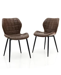 Gymax Dining Chairs Set of w/ Padded Back Metal Legs & 2 Adjustable Foot Pads