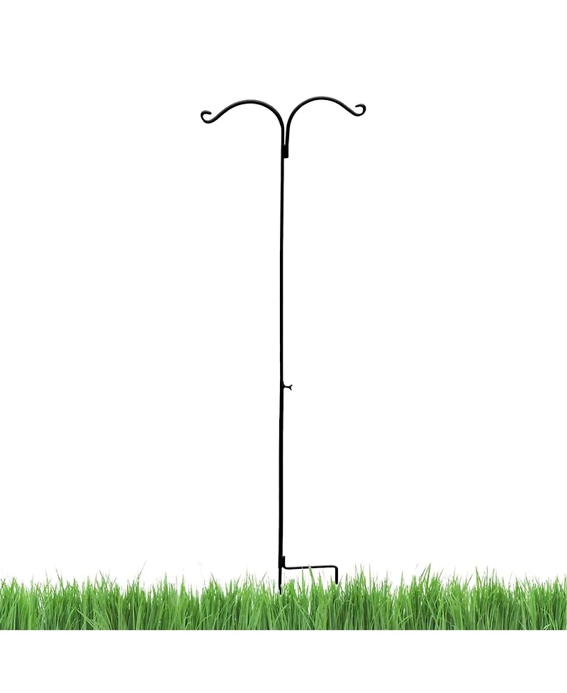 Ashman Premium Steel Ground Stake Shepherd's Hook 65 Inch Dual Sided, Black