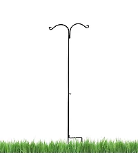 Ashman Premium Steel Ground Stake Shepherd's Hook 65 Inch Dual Sided, Black
