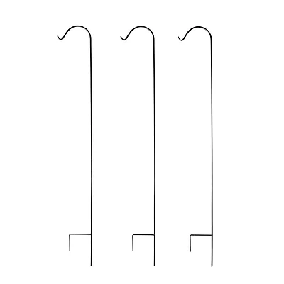 Ashman 92 Inch Shepherd's Hook Premium Metal Garden Plant Hanger, Black (3 Pack