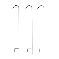 Ashman 92 Inch Shepherd's Hook Premium Metal Garden Plant Hanger, Black (3 Pack