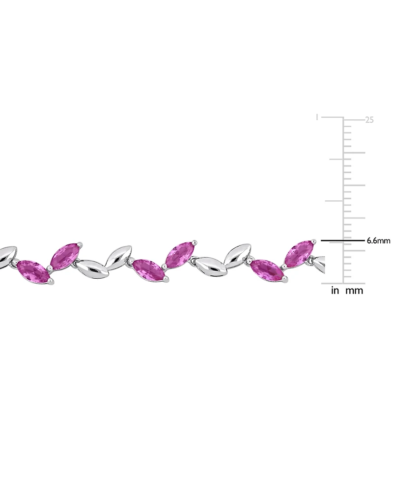 Lab-Created Pink Sapphire & Polished Marquise Link Bracelet (9-1/2 ct. t.w.)