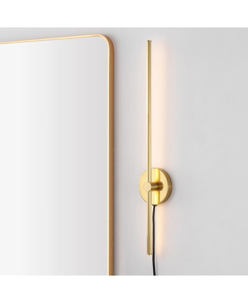 Jonathan Y Anton 27.25" 1-Light Modern Minimalist Iron Adjustable Bar Integrated Led Plug-In Sconce