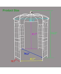 Slickblue Metal Garden Arch – Cream White Iron Arbor Gazebo, 81.3'' Dia x 114.2'' High, Birdcage Shape Pergola Pavilion for Wedding Ceremony