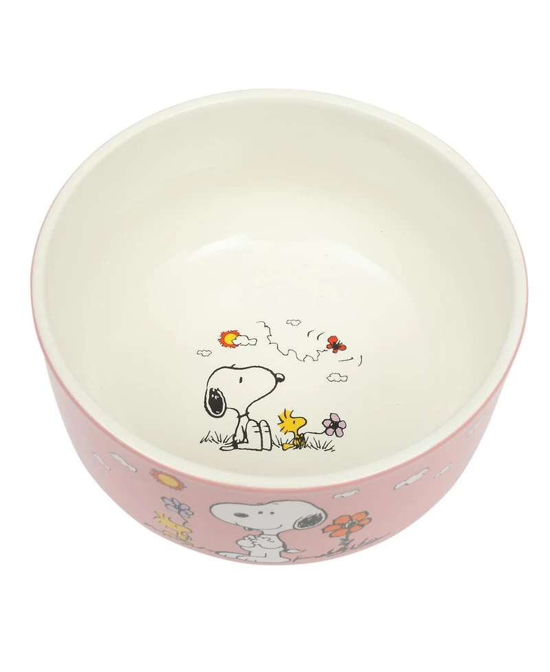 Peanuts Snoopy 6 Pack Stackable 5.5" Decorated Stoneware Bowl Set W/ Plate