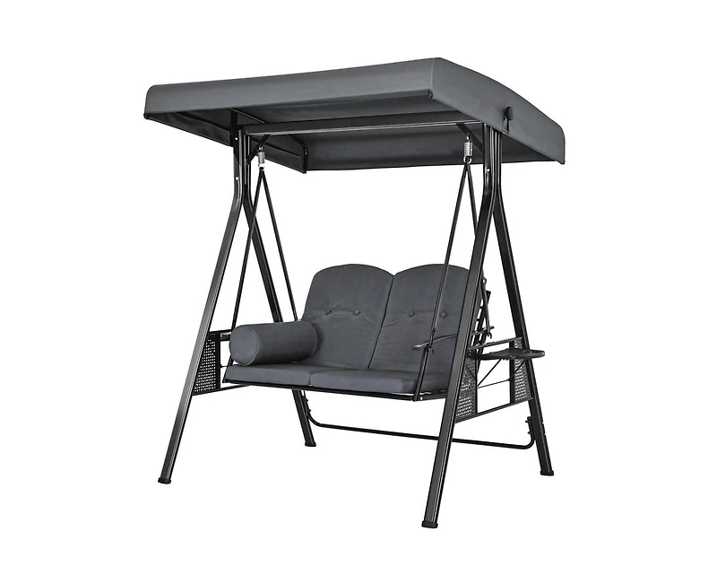Pamapic Outdoor Metal Patio Swing with Canopy and Cushions