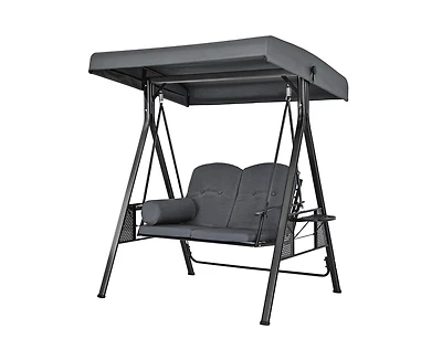Pamapic Outdoor Metal Patio Swing with Canopy and Cushions