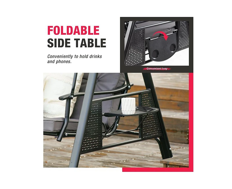 Pamapic Outdoor Metal Patio Swing with Canopy and Cushions