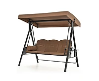 Pamapic Outdoor Metal Patio Swing with Canopy and Cushions