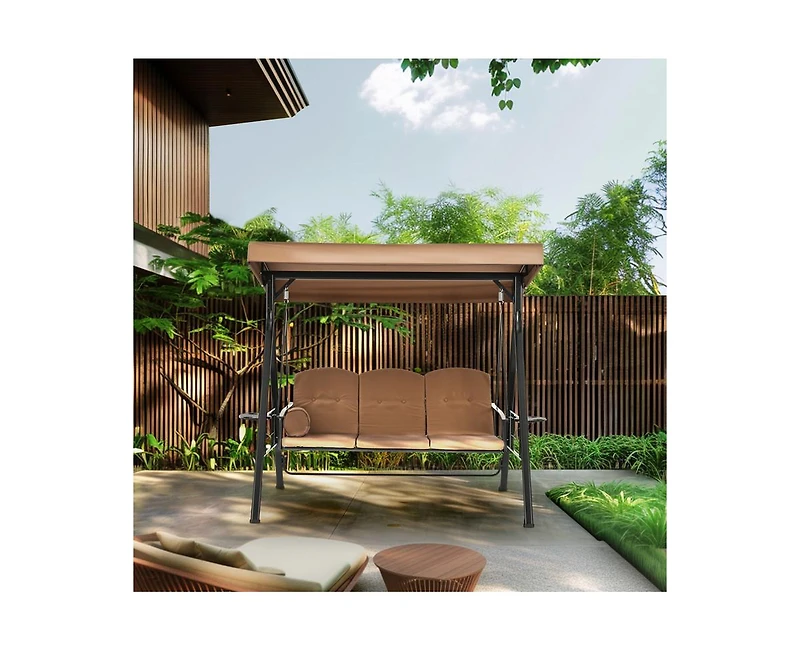 Pamapic Outdoor Metal Patio Swing with Canopy and Cushions