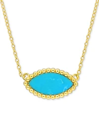 Chalcedony Bead-Framed Marquise 17" Pendant Necklace 14k Yellow Gold Flash Plated Sterling Silver (Also Lab-Created Turquoise)