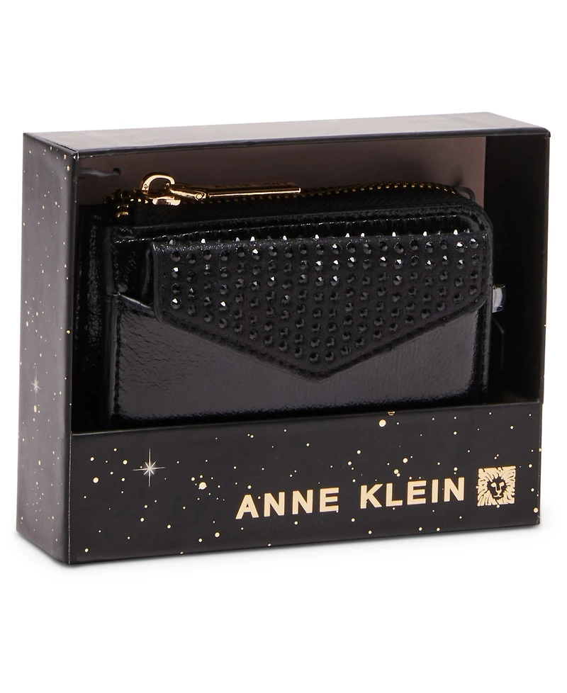 Ak 2 piece envelope flap curved wallet with rhinestones