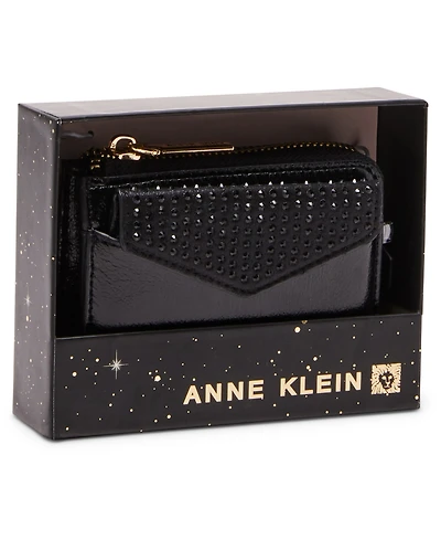 Ak 2 piece envelope flap curved wallet with rhinestones