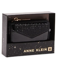 Ak 2 piece envelope flap curved wallet with rhinestones