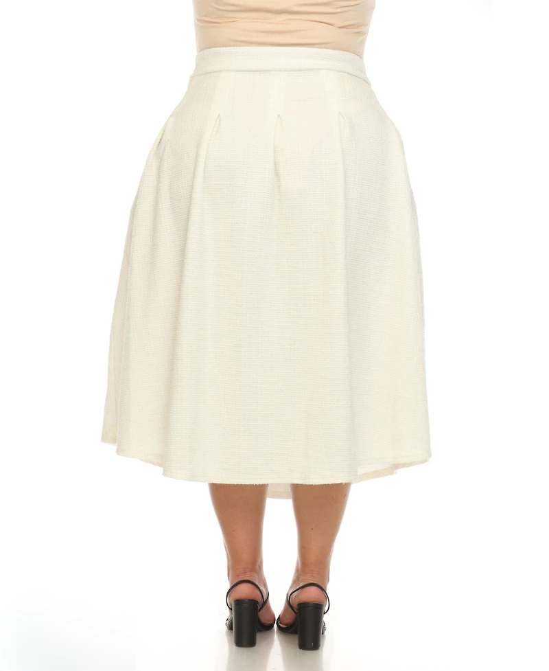 White Mark Plus Flared Tweed Skirt