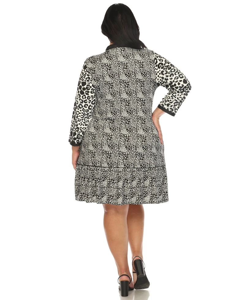 White Mark Plus Leopard Print Shift Dress