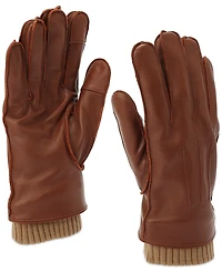 Tommy Hilfiger Men's Double Layer Cuff Leather Gloves