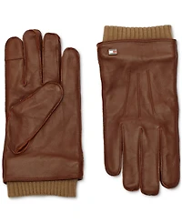 Tommy Hilfiger Men's Double Layer Cuff Leather Gloves