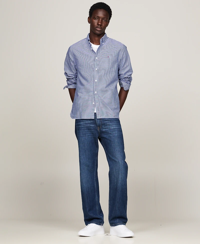Tommy Hilfiger Men's Gingham Long Sleeve Button-Down Oxford Shirt