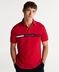 Tommy Hilfiger Men's Short Sleeve Embroidered Chest Stripe Polo Shirt