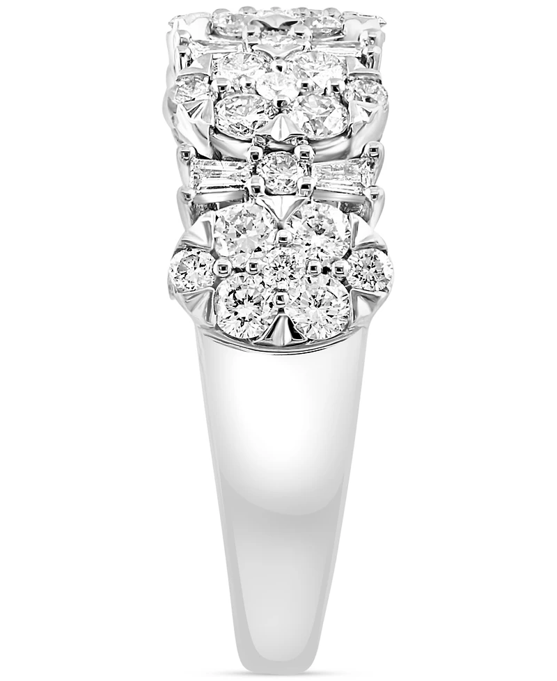 Effy Diamond Round & Baguette Cluster Ring (1-1/6 ct. t.w.) in 14k White Gold