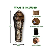 SereneLife Mummy Sleeping Bag With Travel Pillow and Compression Sack