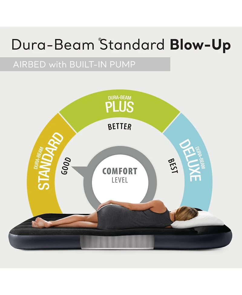 Intex Dura Pillow Rest Classic Blow Up Mattress Air Bed with Built In Pump, Twin