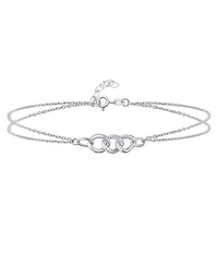 Bling Jewelry Double Chain Love Two Interlocking Urban Trio Chain Link Anklet Ankle Bracelet .925 Sterling Silver Adjustable 9 -10 Inch