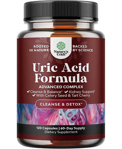 Nature's Craft Uric Acid Capsules, Joint Support Supplement and Detox Cleanse with Tart Cherry Extract, Nature's Craft, 120 ct