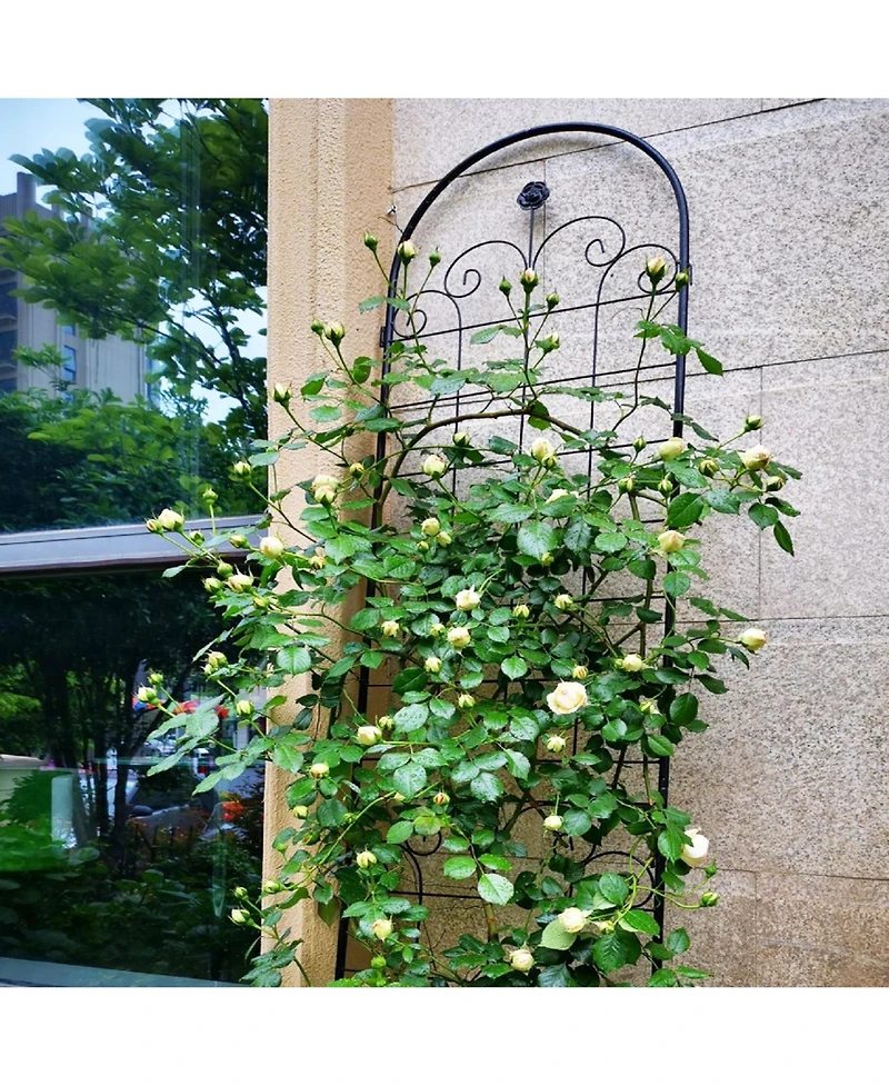 Slickblue 4-Pack Metal Garden Trellis for Climbing Plants – 86.7'' x 19.7'', Rustproof Black Plant Support, Rose Trellis Netting