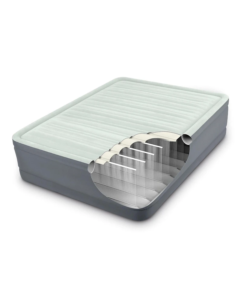 Intex PremAire I Fiber-Tech Elevated Airbed Mattress with Built-In Pump, Queen