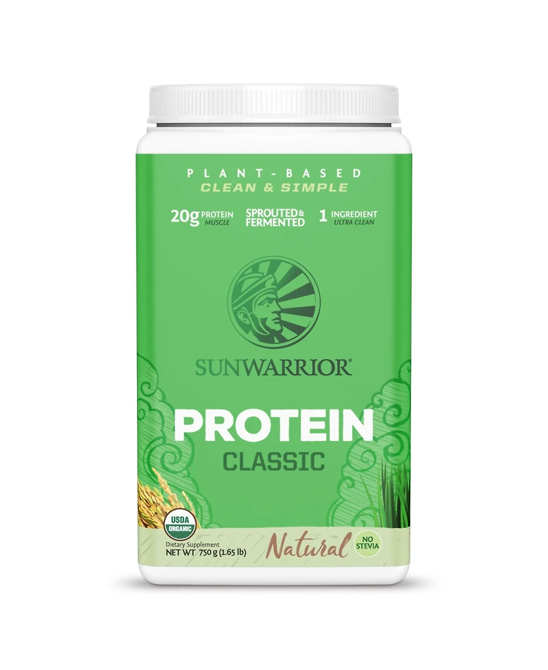 Sunwarrior Classic Organic Protein Powder, Plant-Based Protein, Unflavored, Sunwarrior, 750gm (30 servings)