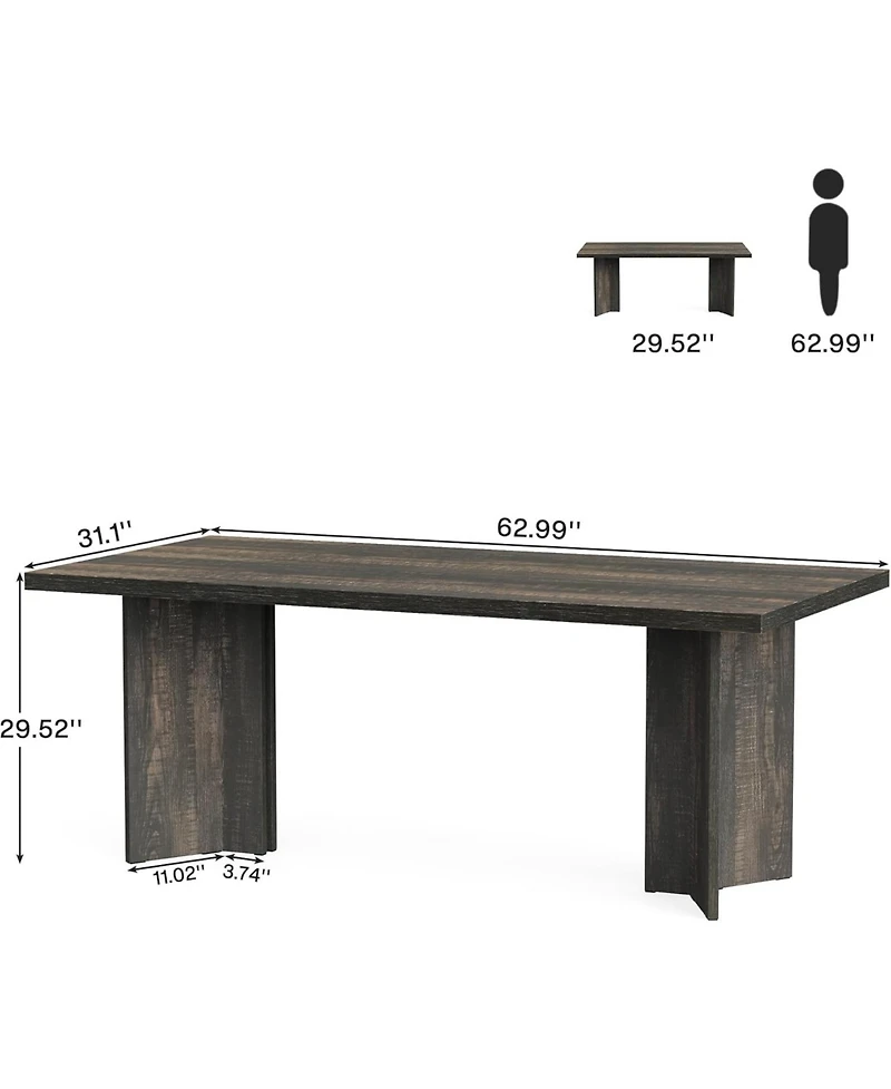 Tribesigns 5.5FT Conference Table, 63-inch Rectangle Meeting Seminar Large Wooden Business Tables for 4-6 People, Heavy Duty Pedestal