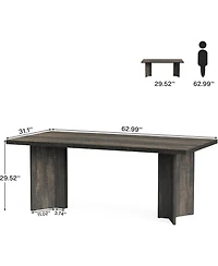 Tribesigns 5.5FT Conference Table, 63-inch Rectangle Meeting Seminar Large Wooden Business Tables for 4-6 People, Heavy Duty Pedestal
