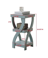 Kings Brand Furniture 3 Tier End Table - Square for Bedroom with Shelves Bedside Nightstand