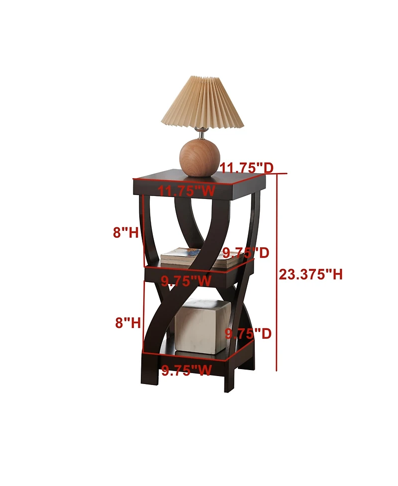 Kings Brand Furniture 3 Tier End Table - Square for Bedroom with Shelves Bedside Nightstand