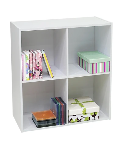 Kings Brand Furniture White Wood 4 Cube Organizer Storage Bookcase