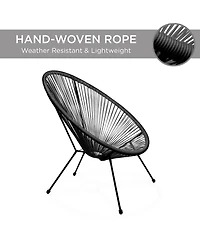 Best Choice Products 3-Piece All-Weather Patio Acapulco Bistro Furniture Set w/ Rope, Glass Top Table