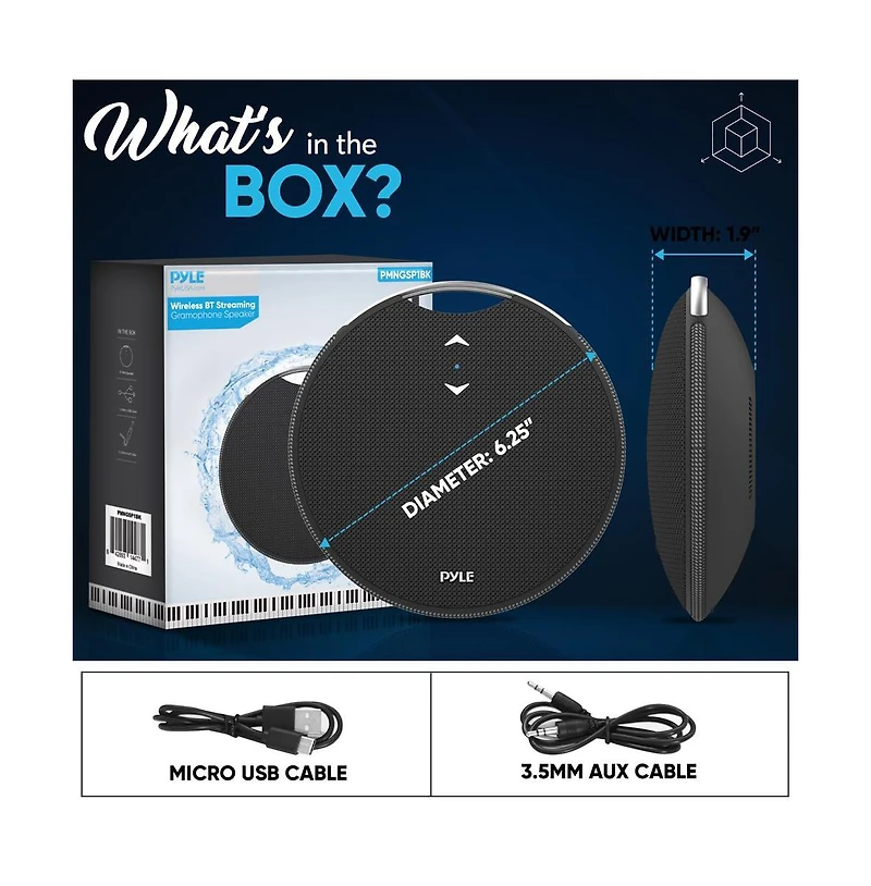 Pyle Portable Wireless Bluetooth Streaming Mini Speaker With IPX7 Waterproof Rating & Built-in Microphone