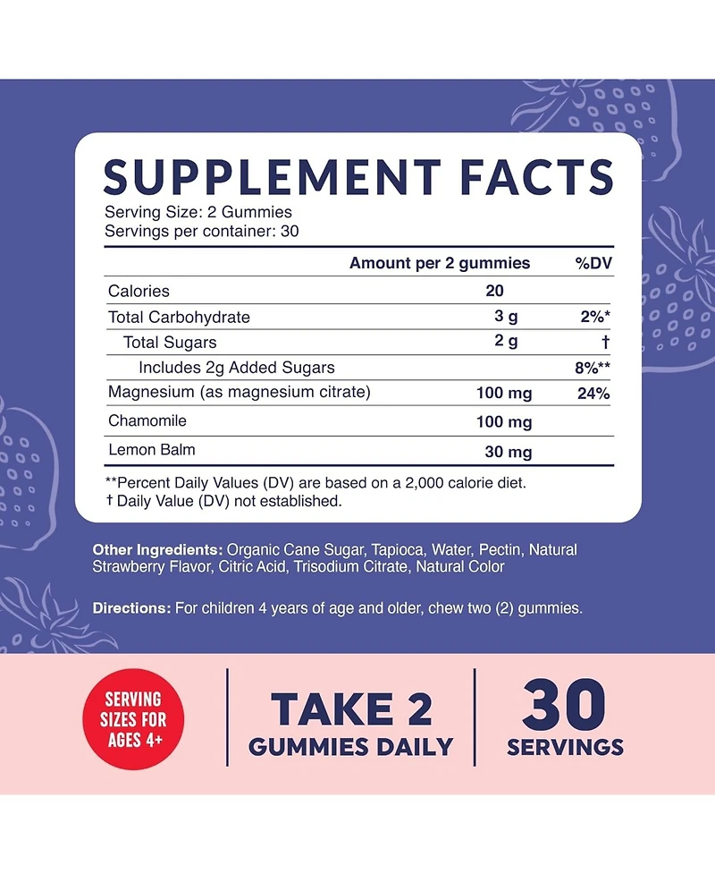 Mav Nutrition Magnesium Calming Gummies For Kids, Calming Supplement with Chamomile & Lemon Balm for Kids Sleep, Mav Nutrition, 60ct