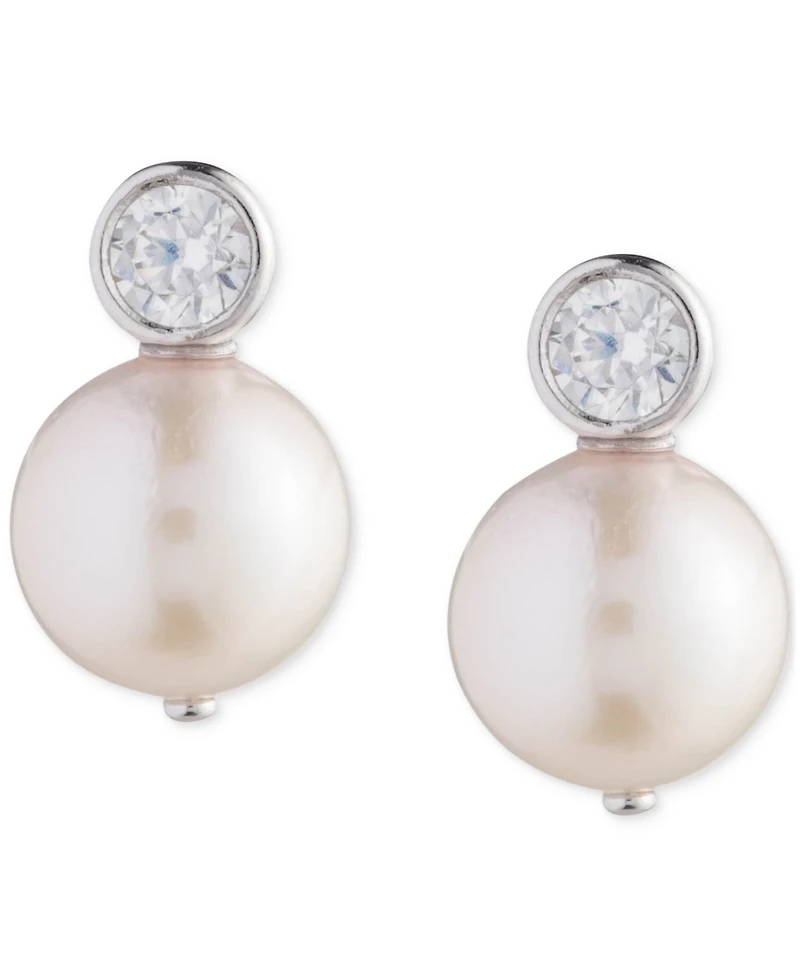 Lauren Ralph Lauren Sterling Silver Cubic Zirconia & Freshwater Pearl Stud Earrings