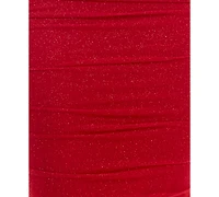 City Studios Juniors' Cold-Shoulder Glitter-Mesh Ruched Dress